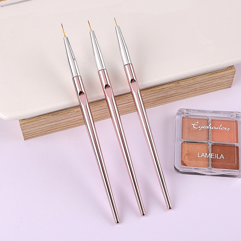 Kit de 3 Pinceis Fino para Decoração Unha Nail Art Rose Perolado Helen Color em Oferta na Shopee