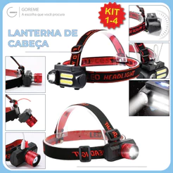 Lanterna Cabeça Led Turbo com Ajuste Angular 2 Modelos Lite e Pro Recarregável USB