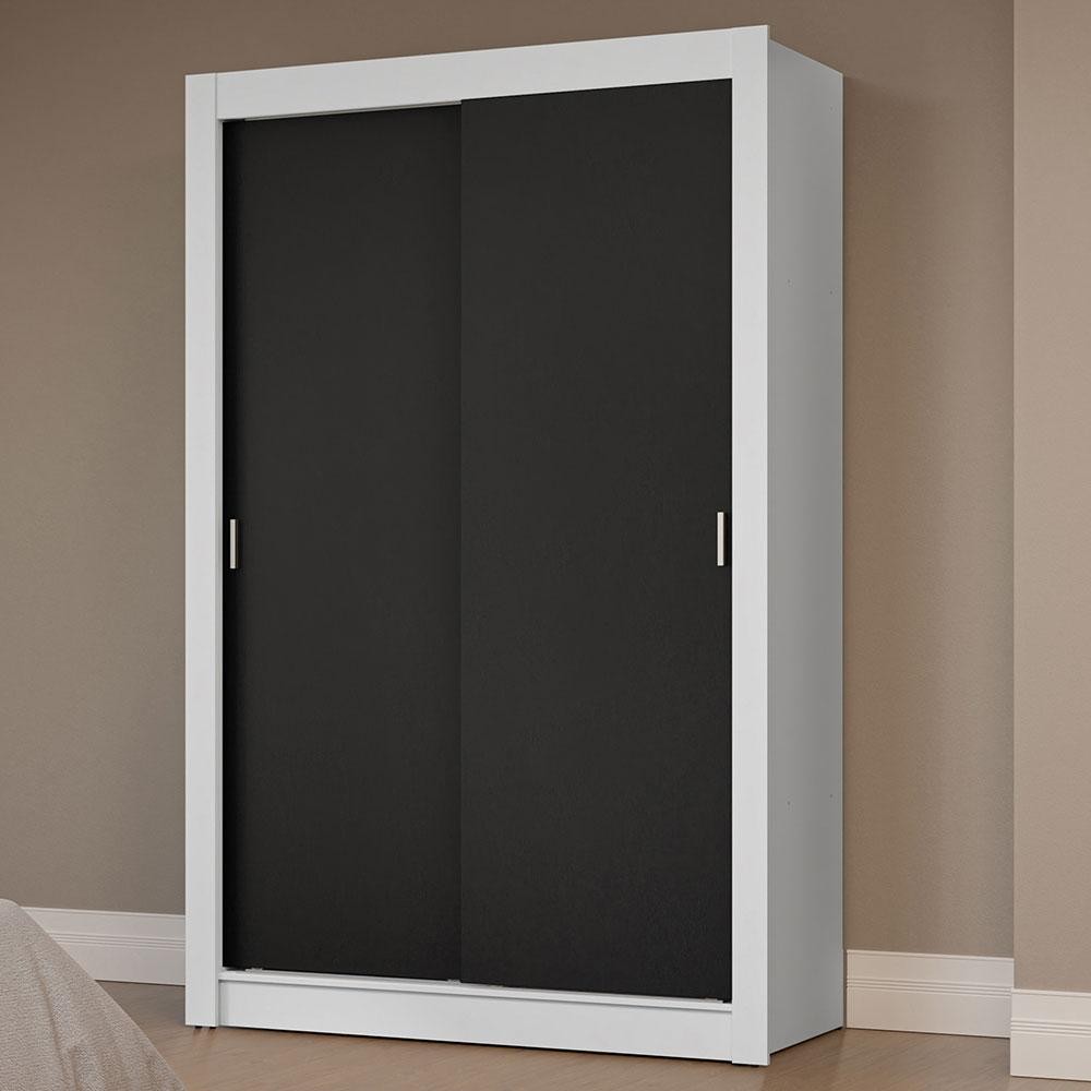 Guarda-Roupa Solteiro 2 Portas de Correr Branco/Preto Milano Madesa em Oferta na Shopee