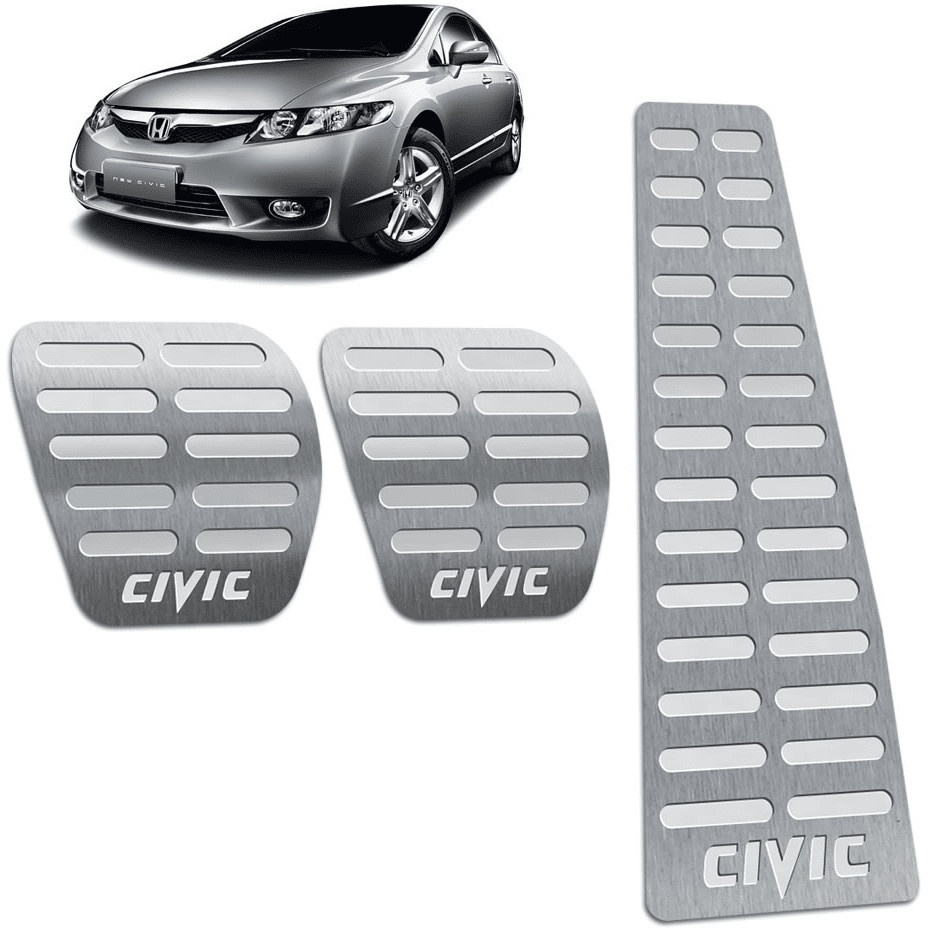 Pedaleira Civic 06/11 Manual Aço Inox - Não fura o pedal em Oferta na Shopee