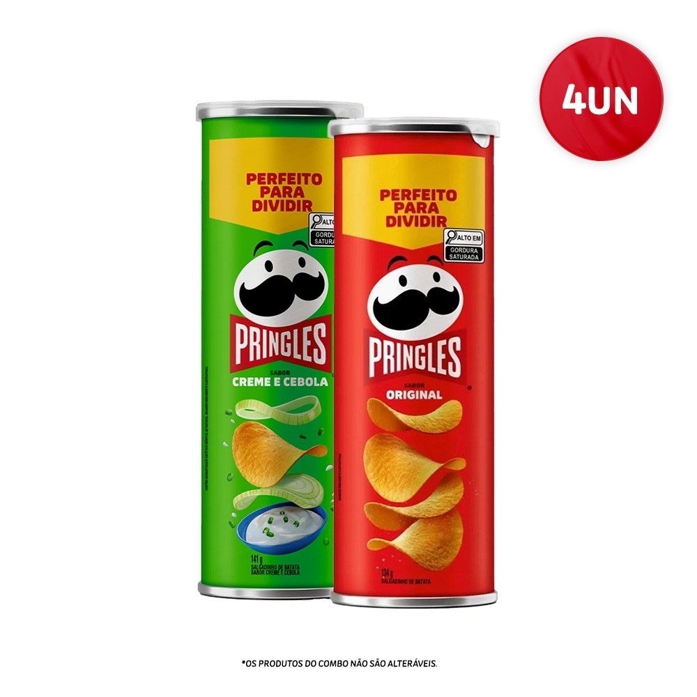 Combo Batata Frita Pringles® Original 134G e Creme & Cebola 141G 4 Unidades em Oferta na Shopee