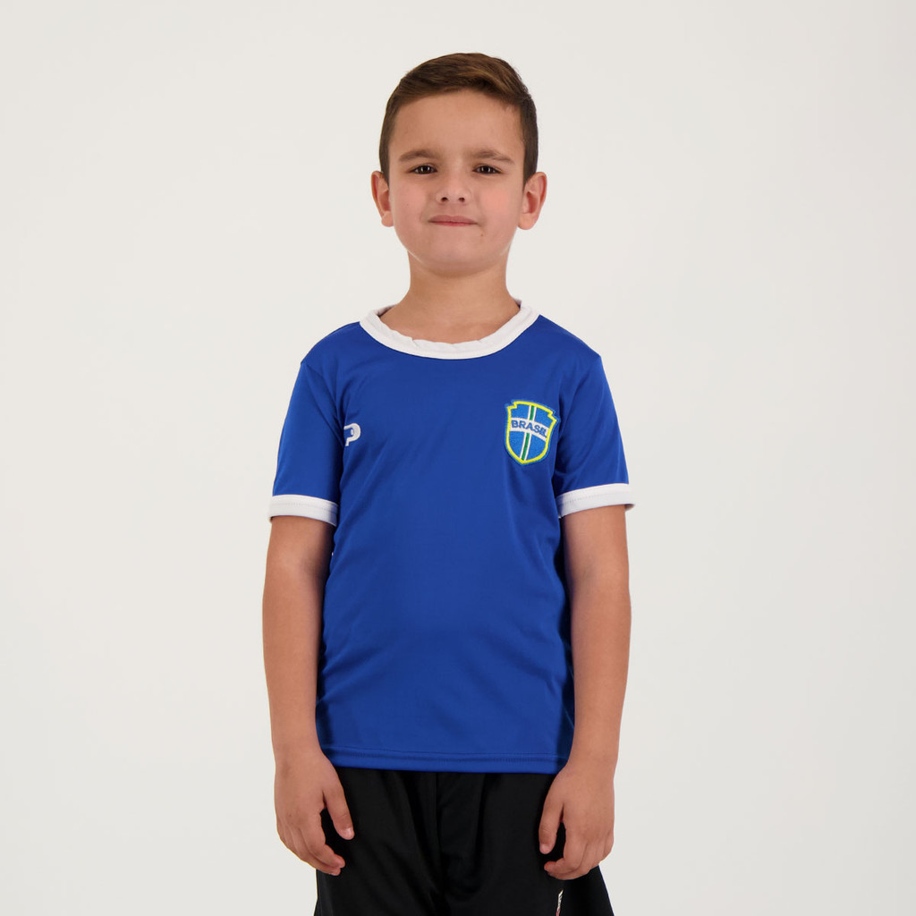 Camisa Placar Brasil Brasão Azul Infantil em Oferta na Shopee