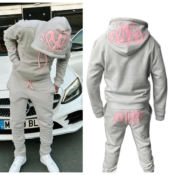 Conjunto 2 Peças Moletom e calça Streetwear Europeu Cordão Colorido e Estampado Unissex Casaco em Oferta na Shopee