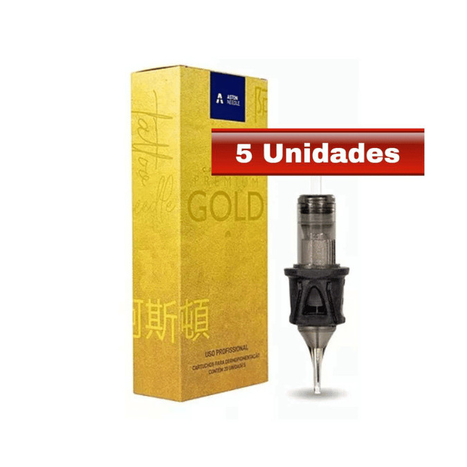5 Cartucho Universal Premium Gold para Tatuagem Traco ou Pintura