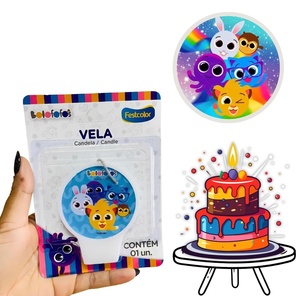 VELA  BOLOFOFOS FESTCOLOR em Oferta na Shopee