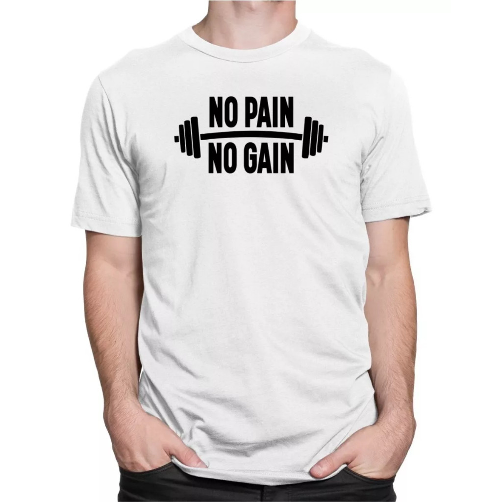 Camiseta Musculação Academia No Pain No Gain Treino Camisa