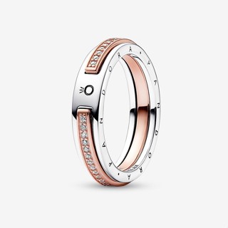 Assinatura De Logotipo De Dois Tons E Anel Pavé em Oferta na Shopee