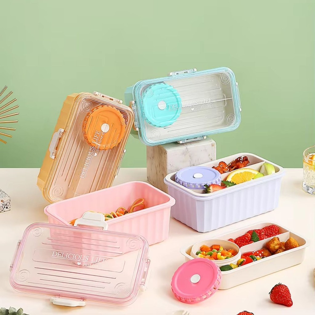 Marmita Lancheira de plástico tiffin para micro-ondas recipiente de 2L com dupla camada sem bpa em Oferta na Shopee