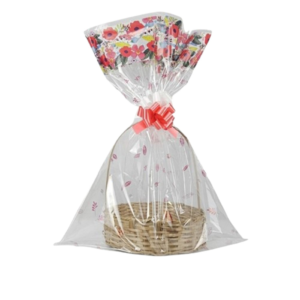 Embale Saco Celofane 60x75cm Florada 25und Para Cestas E Presentes