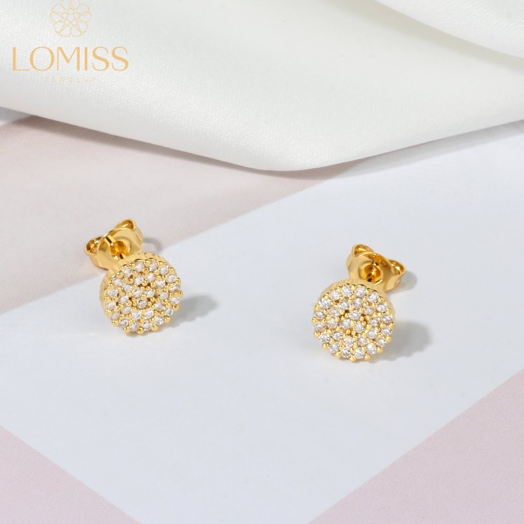 Brinco Delicado Elegante Antialérgico Feminino Redondo De Strass Pizza Folheado Platina Com Zircônia em Oferta na Shopee