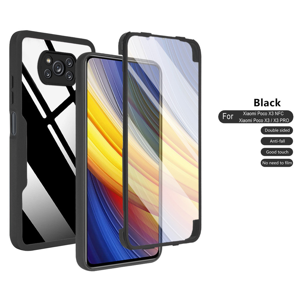 360 Cristalino Caso Protetor De Corpo Inteiro Para Xiaomi POCO X3 Pro X3 NFC Plástico TPU Duplo À Prova De Choque Capa D