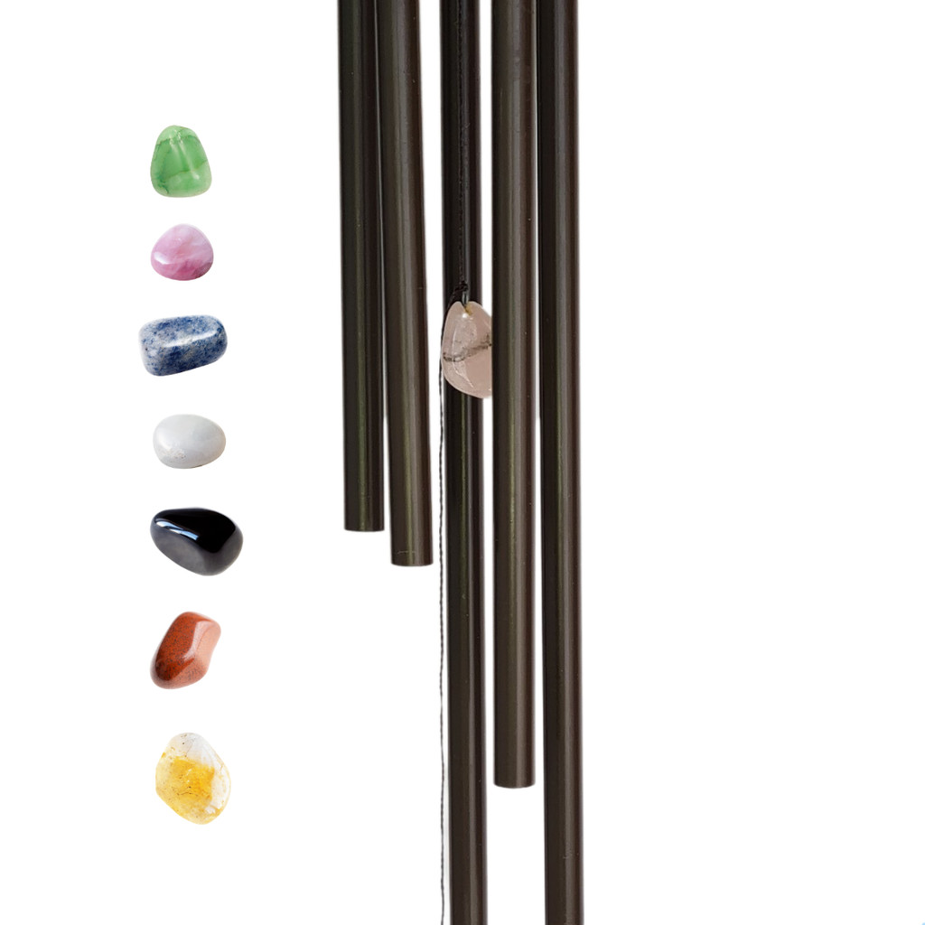 Sino dos Ventos Aluminio Metal Grande com Pedra Natural Sortida em Oferta na Shopee