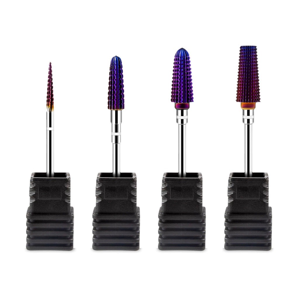 Kit 1/4 Brocas Cônica De Metal Duro De Tungstênio Púrpura Bits De Unhas De 3/32 " Para Lixa Manicure Removedor De Gel em Oferta na Shopee