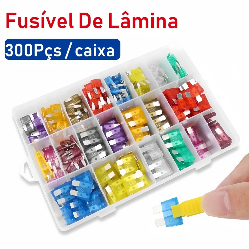 300 Pçs Auto Carro Caminhão Fusível Médio Lâmin Inserção Acessório A 2-40A Kit Com Caixa Clipe