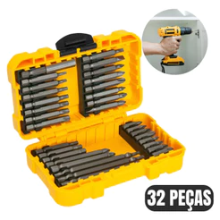 Jogo De Bits Ponteira Encaixe Sextavado 1/4” 32 Peças Vonder Aço Parafusadeira Fixação Alta Resistência