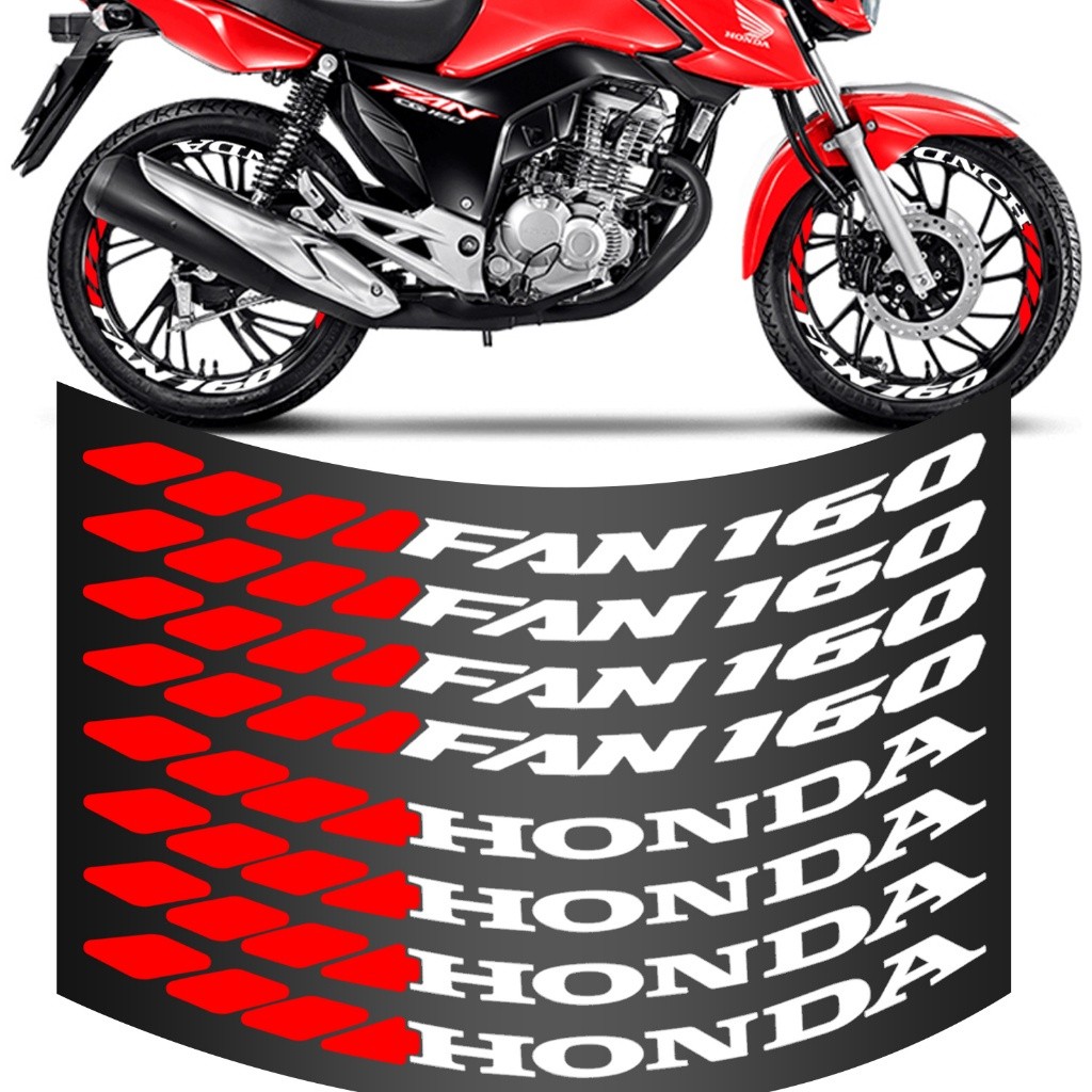 Kit 8 Adesivo De Roda Fan 160 Grande Para Moto Colante