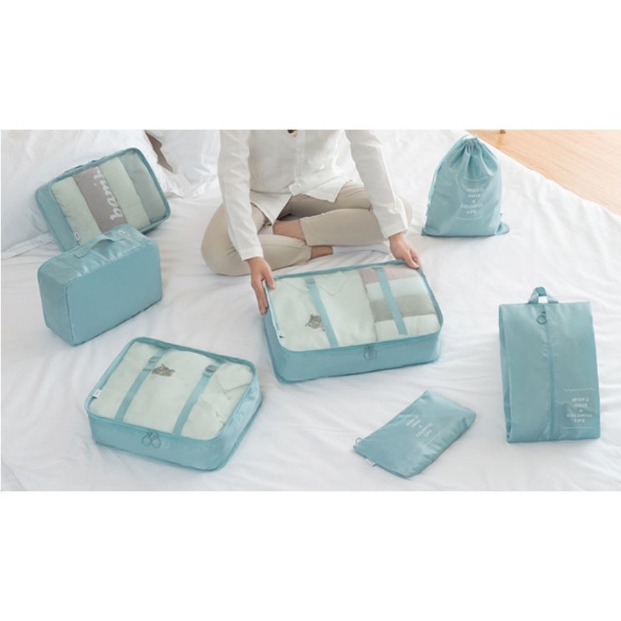 Kit 7 Pecas Bolsa Organizadoras Para Mala Roupas Bagagem Viagem Alto Qualidade