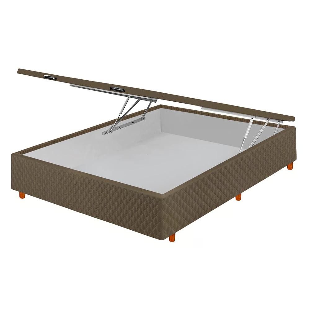 Base Box Baú Casal Cristalflex 138x188x44cm Suede Marrom Espaço Extra Organização em Oferta na Shopee