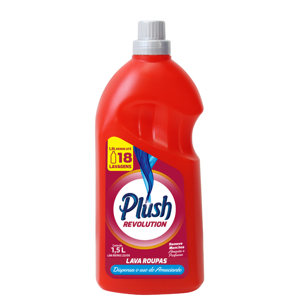 LAVA ROUPAS E AMACIANTE 1,5L DOIS EM UM PLUSH REVOLUTION em Oferta na Shopee