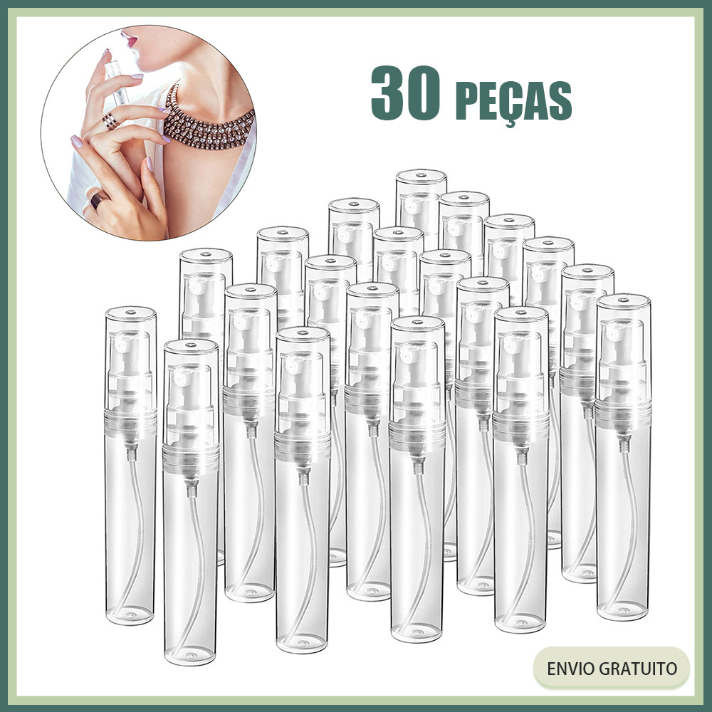 30x frasco dispensador de perfume 5ml frasco de spray de vidro bico de plástico transparente frasco de viagem