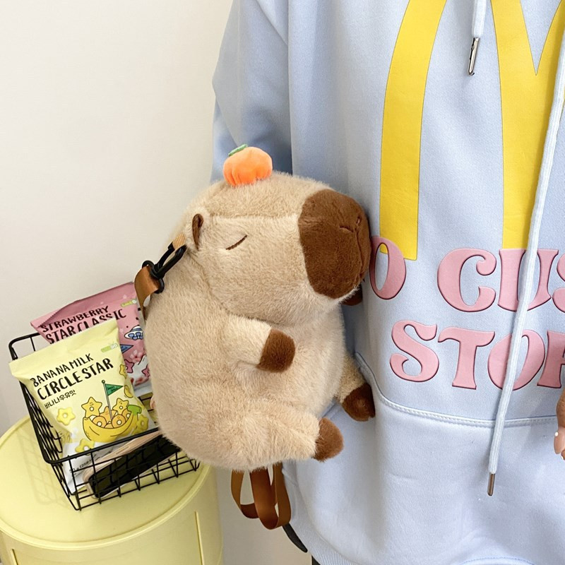 CHENXIAOHONG Mochila de Pelúcia Infantil Capivara Fofa | Mochila Macia e Leve para Crianças ou Mulheres no Dia a Dia