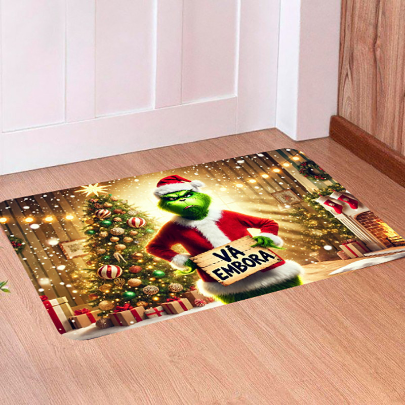 Tapete Para Porta Decorativo Personagem Grinch Vá Embora Lareira Natal