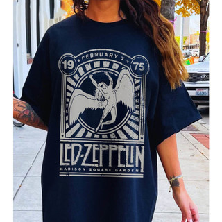 Camiseta Premium em Algodão Puro Camiseta t-shirt Unissex Algodão Led Zeppelin 1975