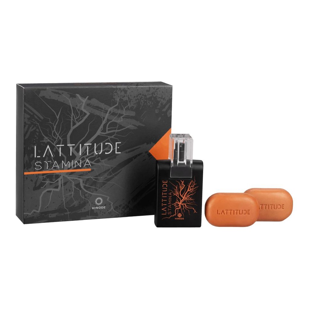 Kit Perfume Lattitude Stamina Hinode Deo Masculina 100ml + 2 Sabonetes em Barra 90g - Beauty
