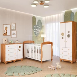 Quarto Bebê Completo Berço Americano Marquesa 3em1 Guarda Roupas 2 Portas Cômoda Bolinha 100% MDF