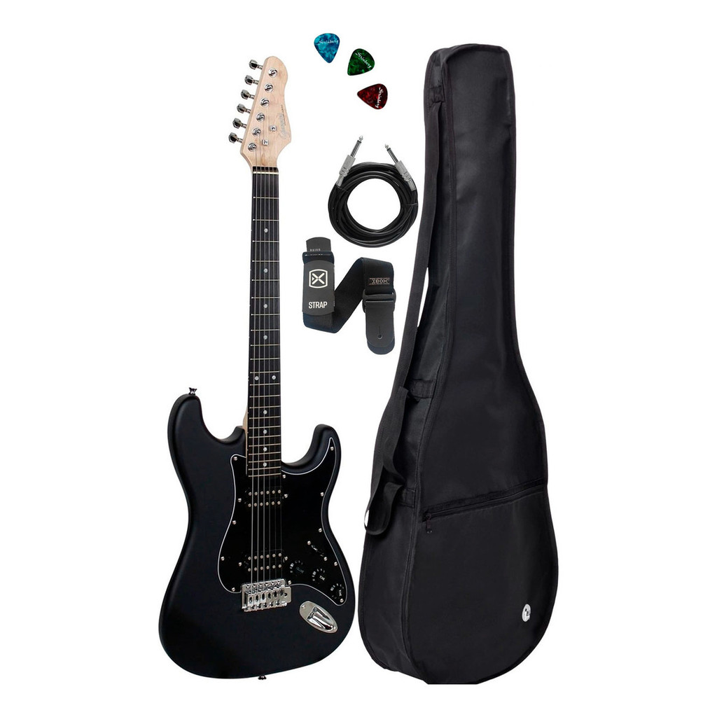 Guitarra Giannini G-102 Sbk/bk + Capa E Acessórios em Oferta na Shopee