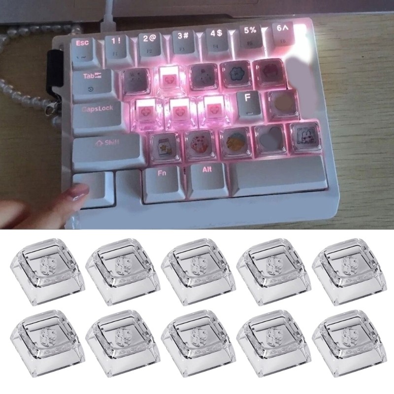 LI * 10 Teclas PC Keycap XDA Perfil 1U Gravura Capa Chave Branco Botão Personagem Para Teclados M