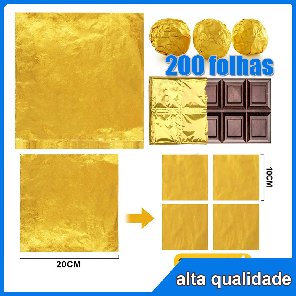 200 Folhas de Papel Chumbo Tamanhos Variados Para Bombom, Pão de Mel e Mini Trufa