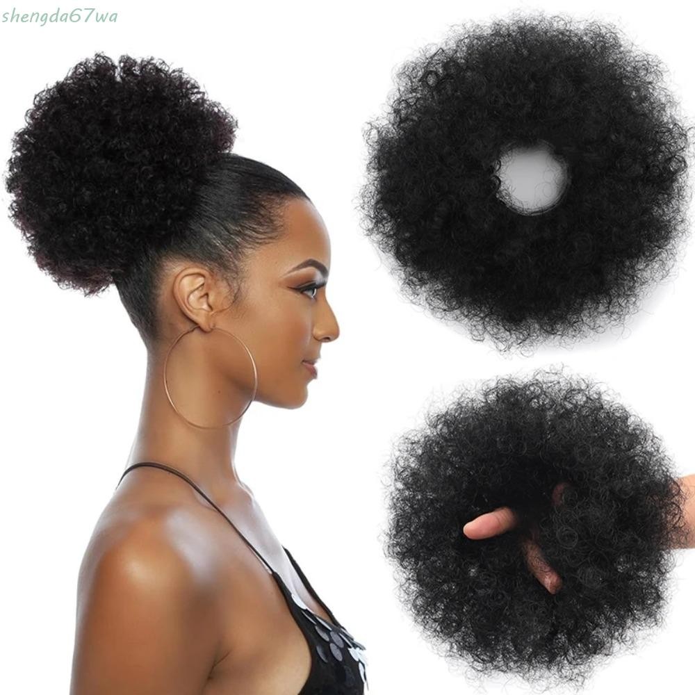 SHENGDA Afro Cabelo Puff , Sintético Updo Hairpieces Elástico Coque De , Extensões De Rabo De Cavalo Grosso