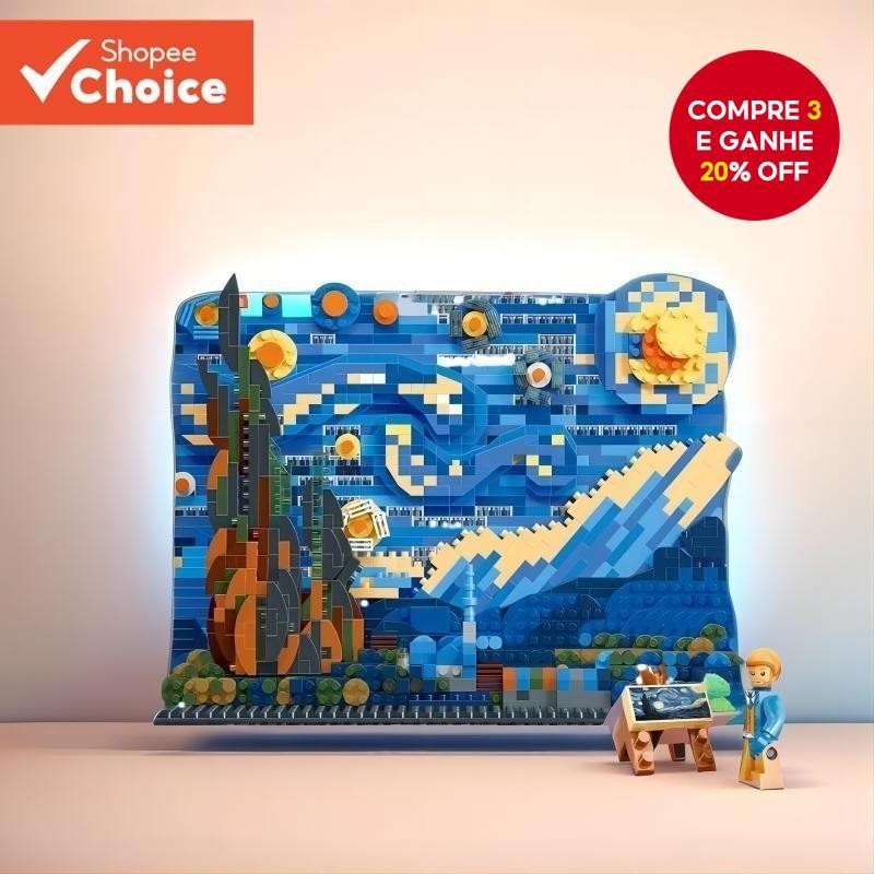 Quebra-Cabeça de Domínio Mágico Van Gogh Céu Estrelado Pintura Tridimensional com Ornament...