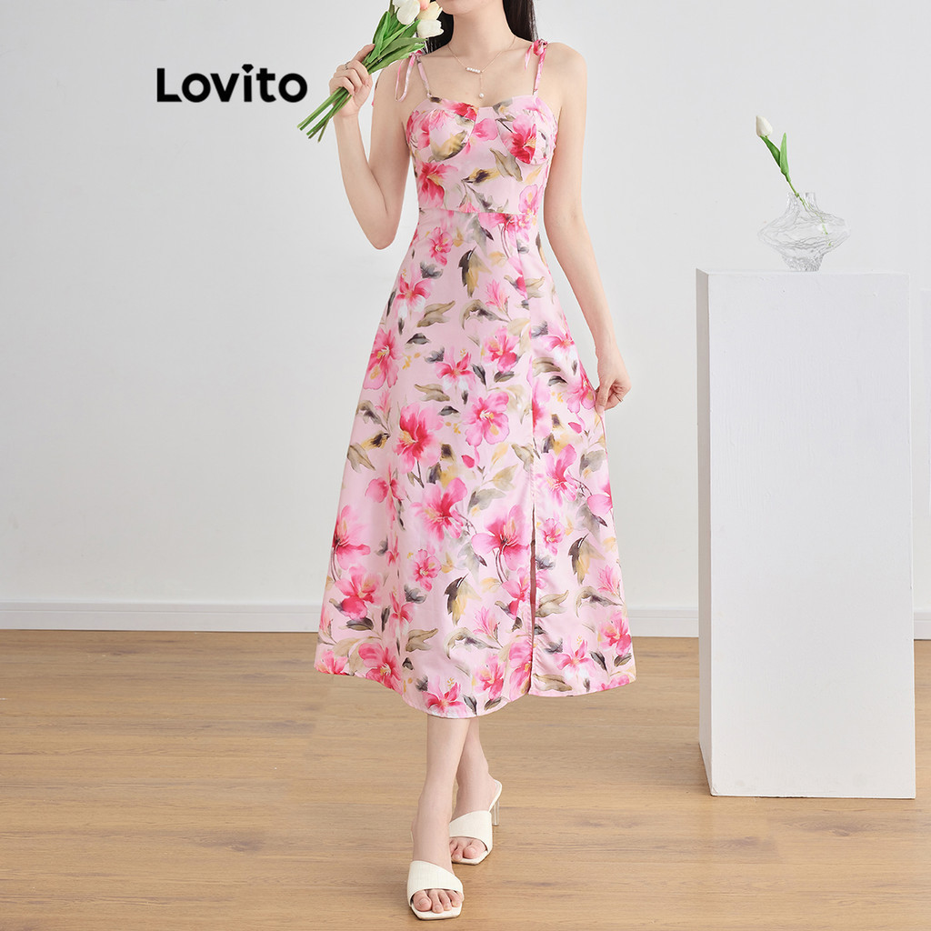 (Trendy) Lovito Vestido Elegante Vestido Floral Dividido Para Mulheres L112ED204 - Women Clothes