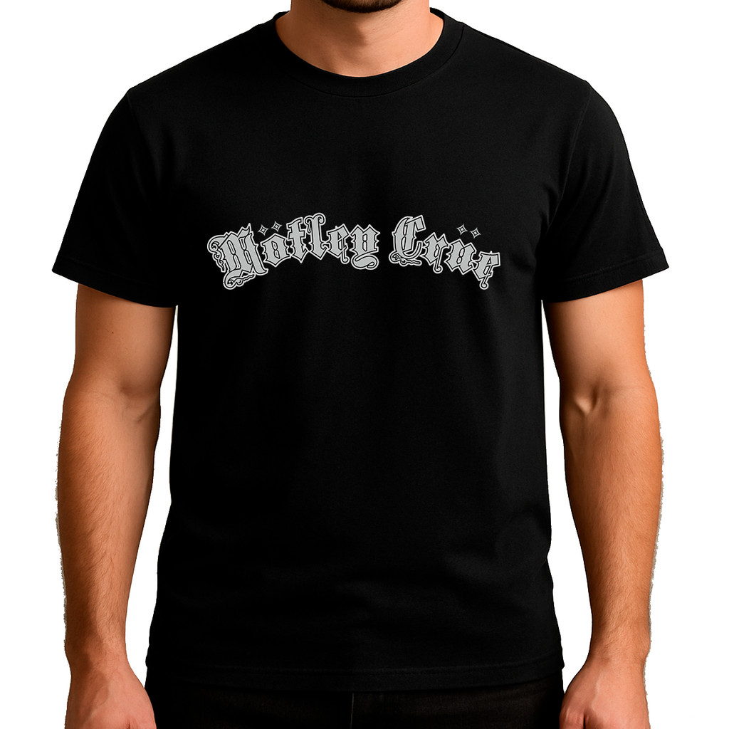 Camiseta Básica Rock Metal Motley Crue Camisa 100% Algodão Streetwear/Escrita Branca