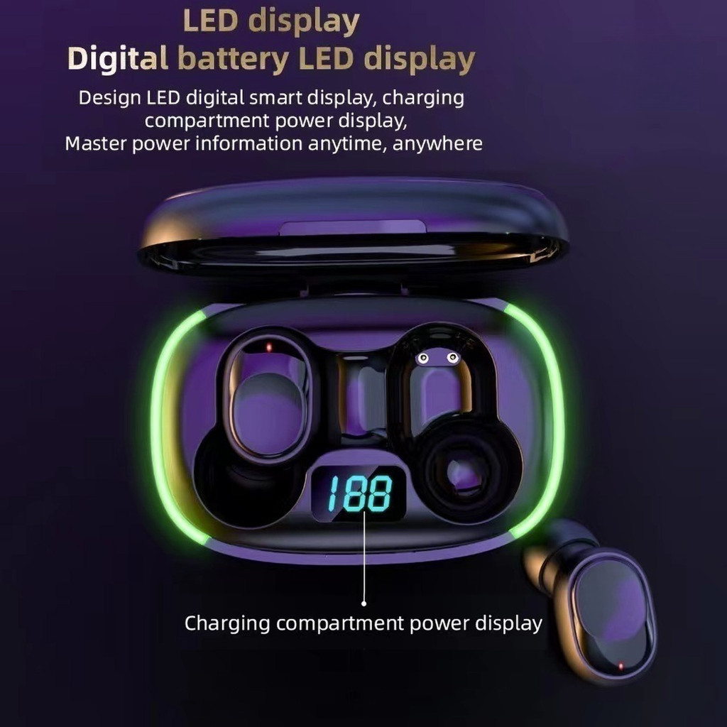 Fone de ouvido sem fio Bluetooth portátil TWS Y70 E6S com cancelamento de ruído de alta fidelidade de carga