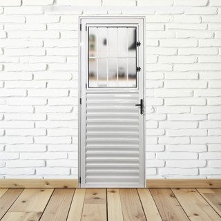 Porta Social Palheta de Alumínio 210 X 80cm Linha 25 Esquadrias Bergamo Abertura Direita Direita em Oferta na Shopee