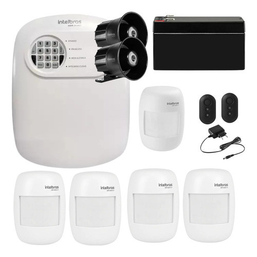 Kit Alarme Intelbras ANM 24 NET + 2 Controles + 4 IVP 2000 SF + IVP 3000 + 2 Sirenes + Articuladores