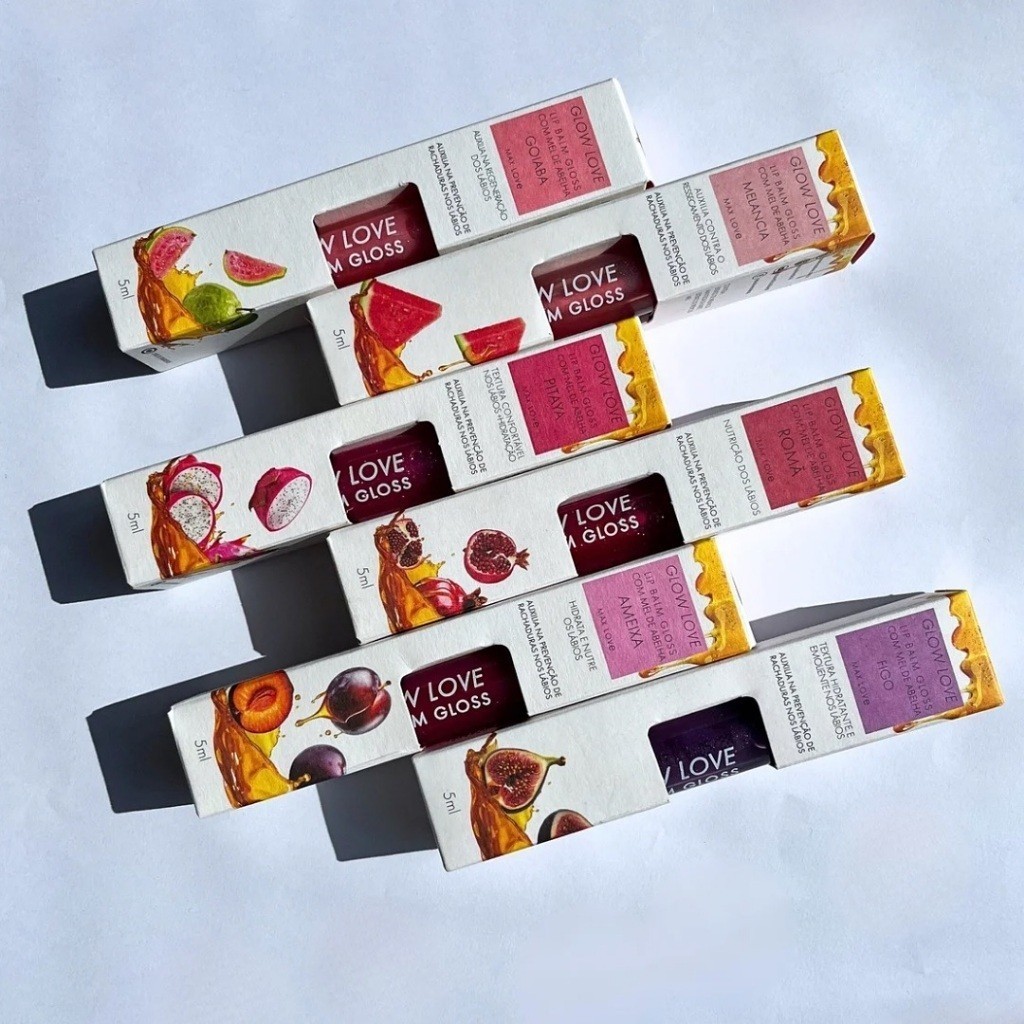 Glow Love Lip Balm com Mel – Max Love | 12 Aromas Frutados Disponíveis