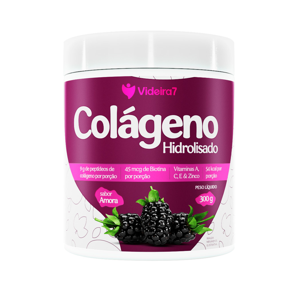 Colageno Hidrolisado + Biotina + Amora 300G - Videira 7 em Oferta na Shopee