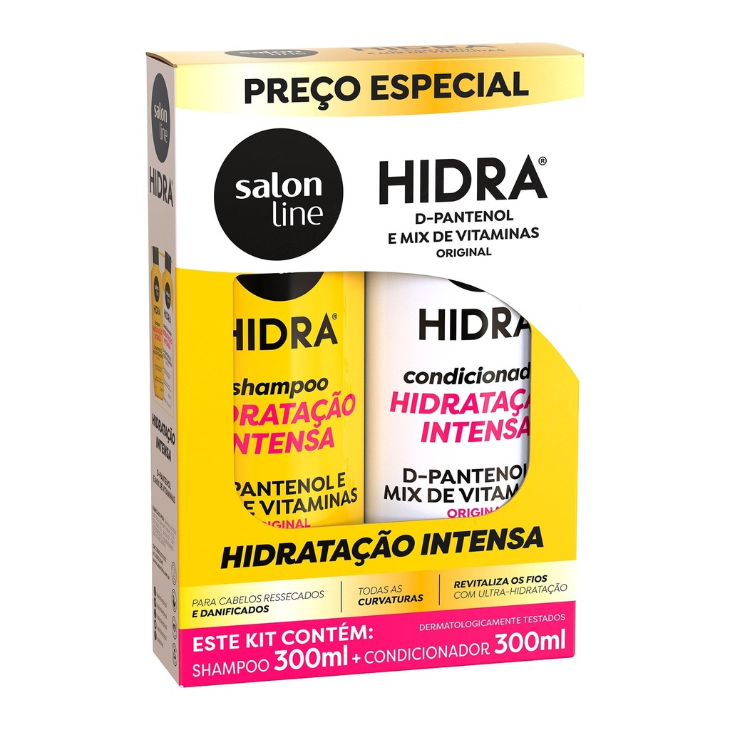 Kit Shampoo e Condicionador Hidra D-Pantenol e Mix de Vitaminas Salon Line 300ml - Beauty