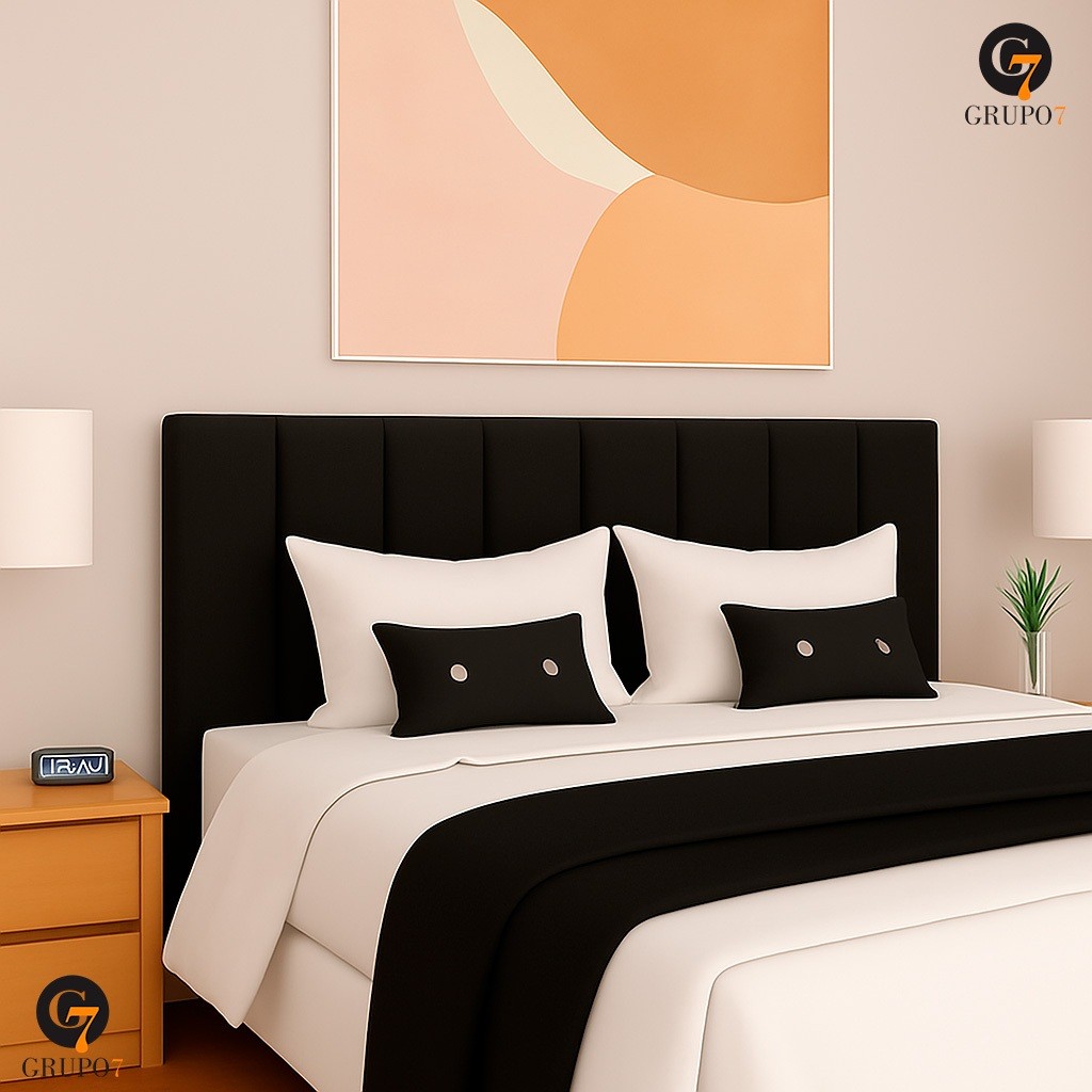 Kit Cabeceira De Cama Preta Estofada Placas 45x20cm Para Cama Solteiro Casado Box Queen King Moderna