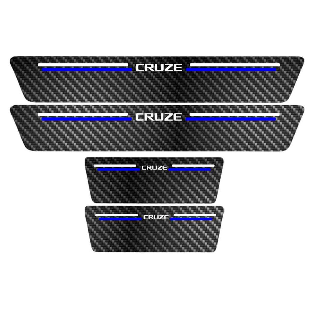 Kit Soleira Protetora Porta Premium Blue Carbono Cruze Hatch