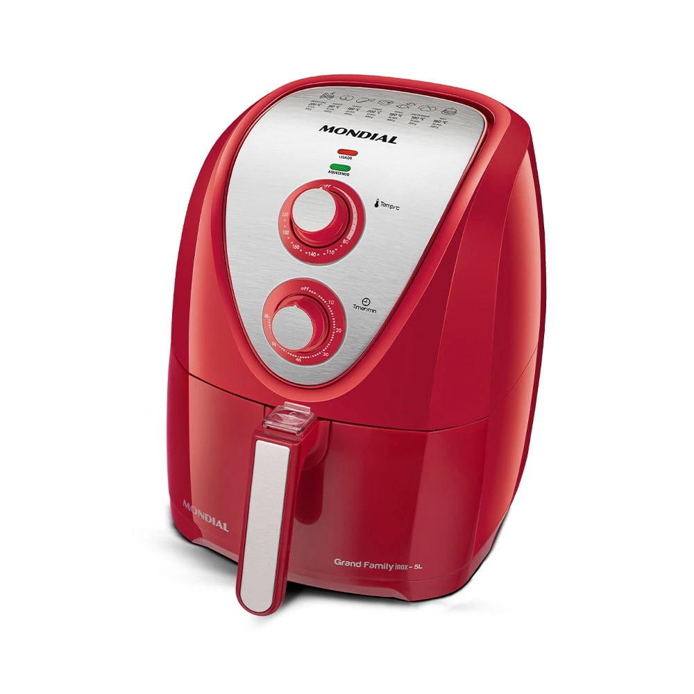 Fritadeira Elétrica Air Fryer Mondial Grand Family Inox AFN-50-RI 5L Vermelha - 127V - Home Appliances
