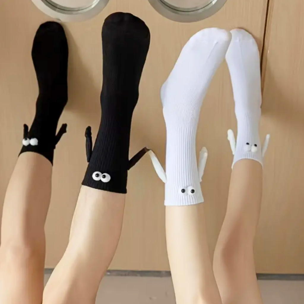 Kit 2 Pares De Meia Cano Longo 3D Adulto com Ímã Magnético Kit Casal Presente Combinando em Oferta na Shopee