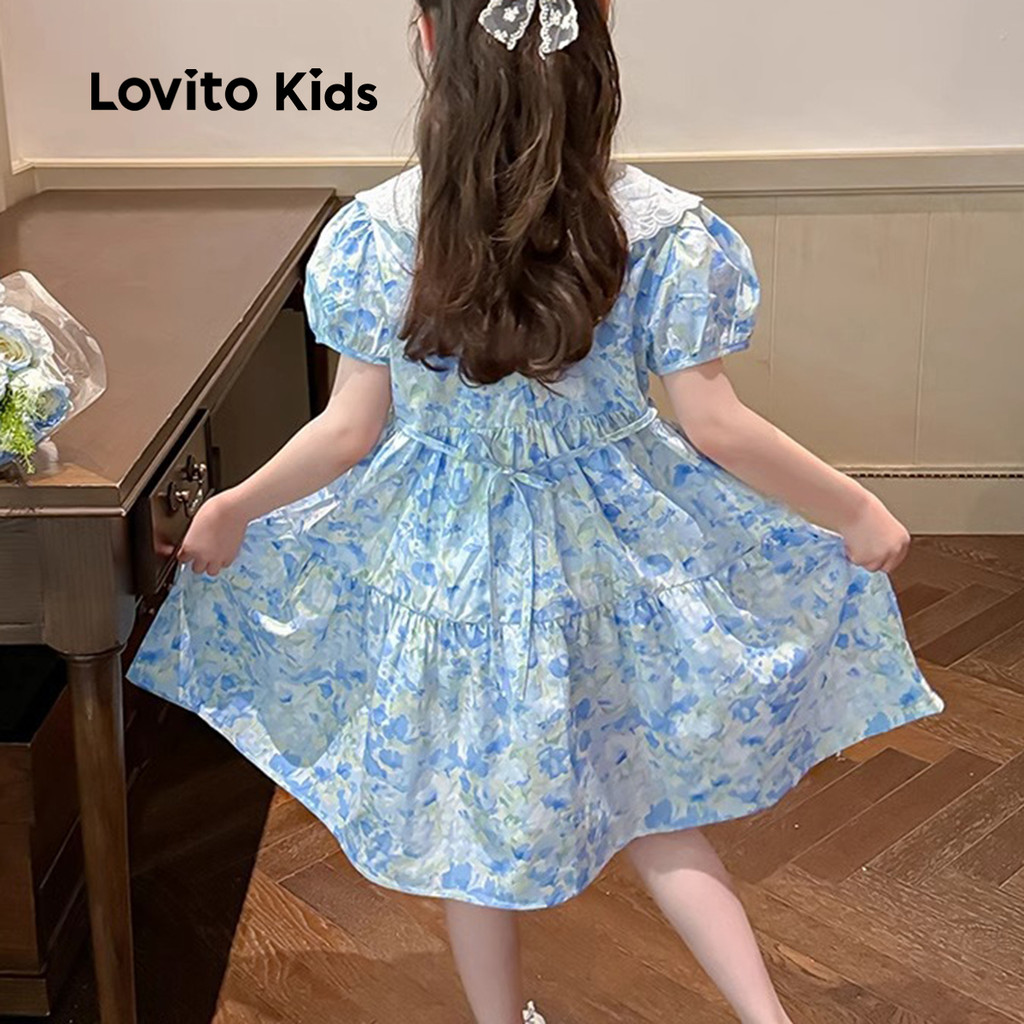 Detalhes do Lovito Kids Vestido Elegante Colorblock com Textura Delicada para Menina Primavera/Verão LNL111152
