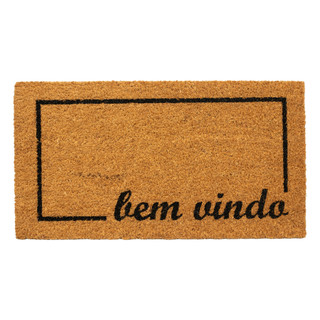 Tapete Entrada Fibra Coco Bem Vindo Traçado Capacho 33x60cm Marrom Antiderrapante Decorativo Edantex