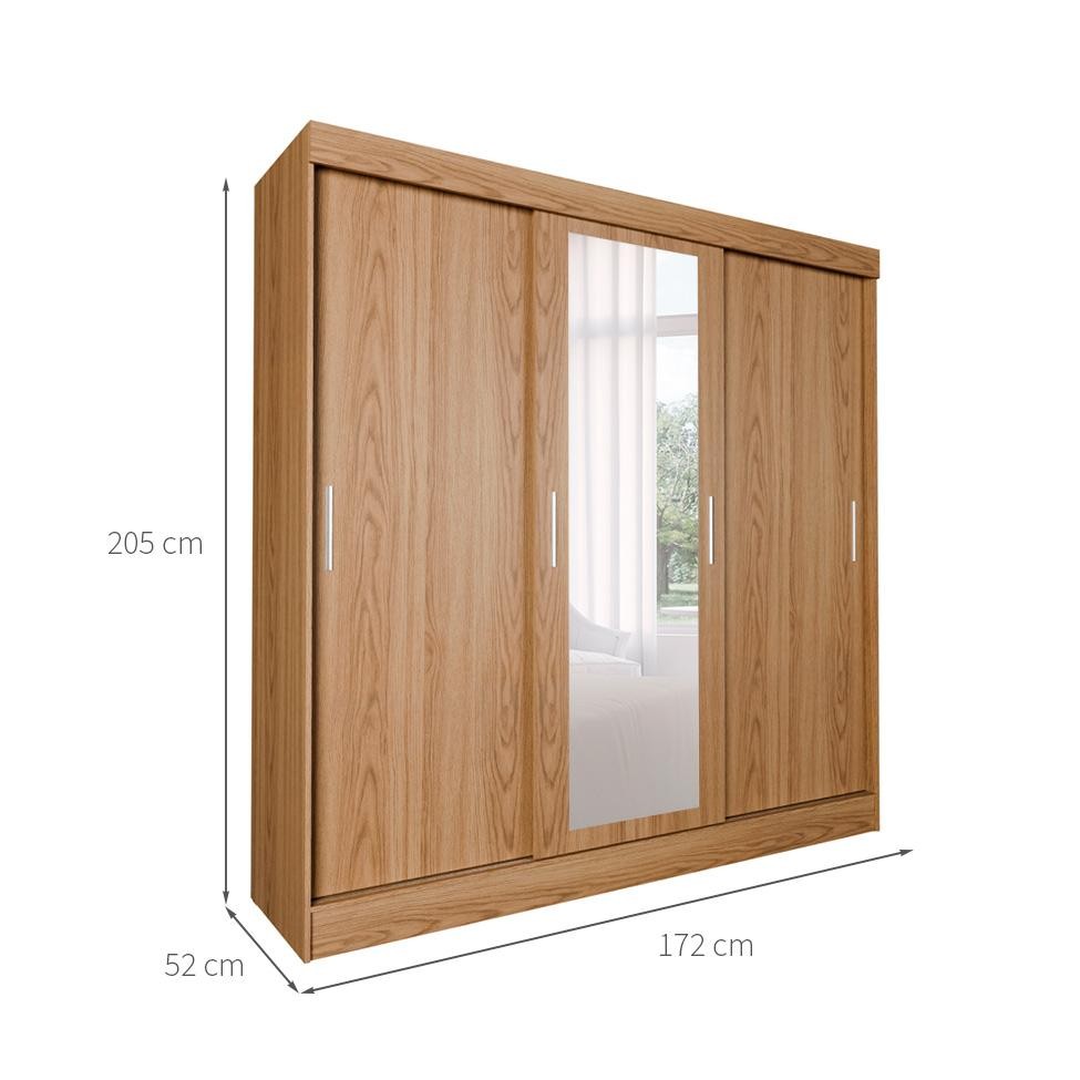 Detalhes do Guarda-Roupa Casal com Espelho Paris 3 PT 2 GV Naturale