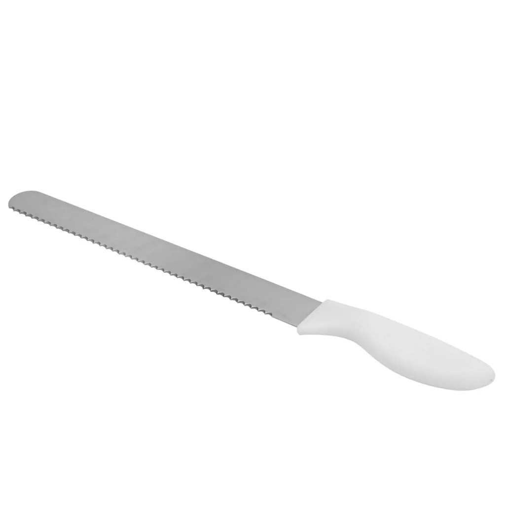 Faca Serrilhada 8 Polegadas Pão Bolo Torta Cabo Branco 32cm
